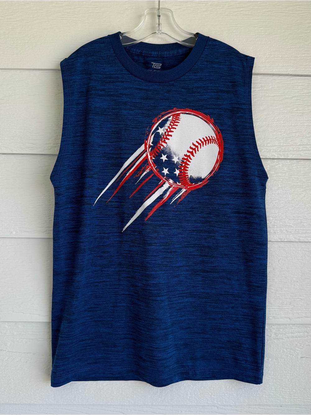 Tek Gear Navy Sleeveless Athletic Sleeveless Tank Patriotic American Baseball